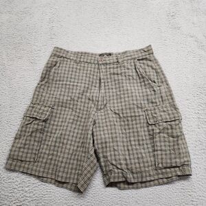 American Eagle Outfitters‎ Shorts Mens 36 Green Plaid Cargo Lightweight Casual